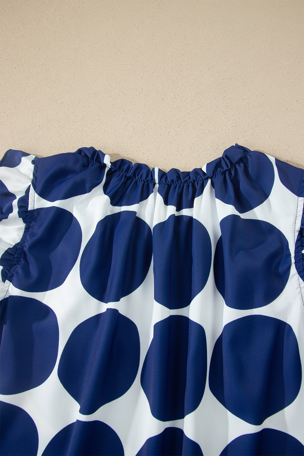 Blue Polka Dot Print Frilled Round Neck Shift Tank Top 🇺🇸