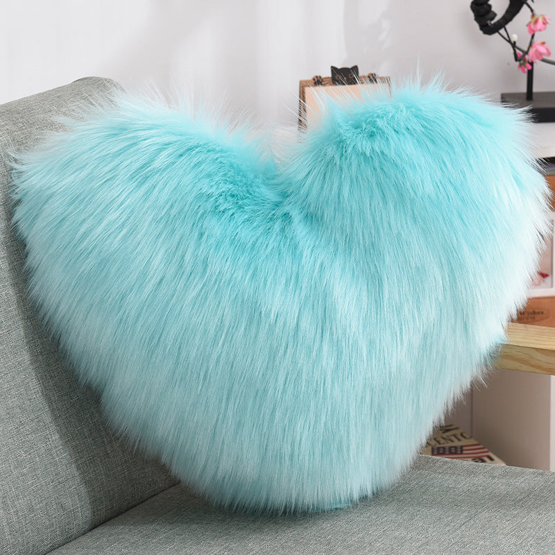 Throw Pillows Heart Shape Long Plush Fluffy Shaggy Cushion Cover 🇨🇳