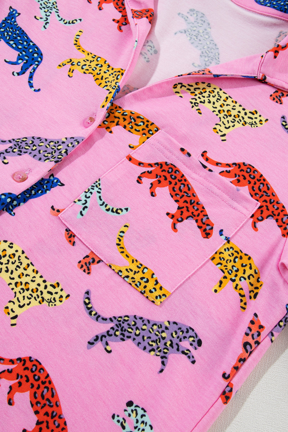 Pink Cheetah Print Shirt and Pants Pajama Set 🇺🇸