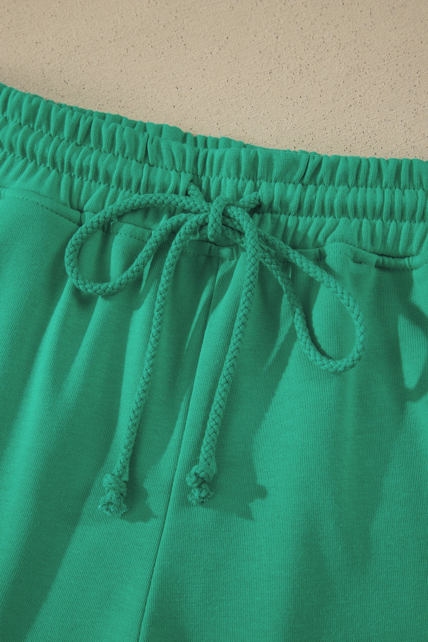 Sea Green Solid Color Loose Tee Drawstring Shorts 2pcs Outfit 🇺🇸