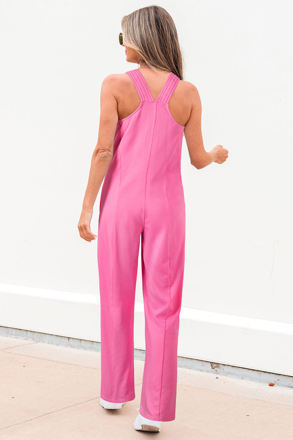 Bonbon Mineral Wash Raw Seam Patchwork Wide Leg Loose Jumpsuit 🇺🇸