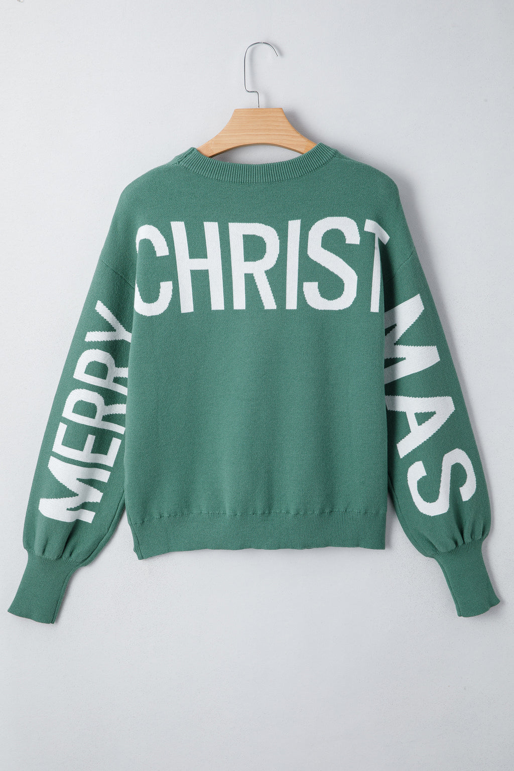 Blackish Green HO HO HO MERRY CHRISTMAS Drop Shoulder Loose Sweater 🇺🇸
