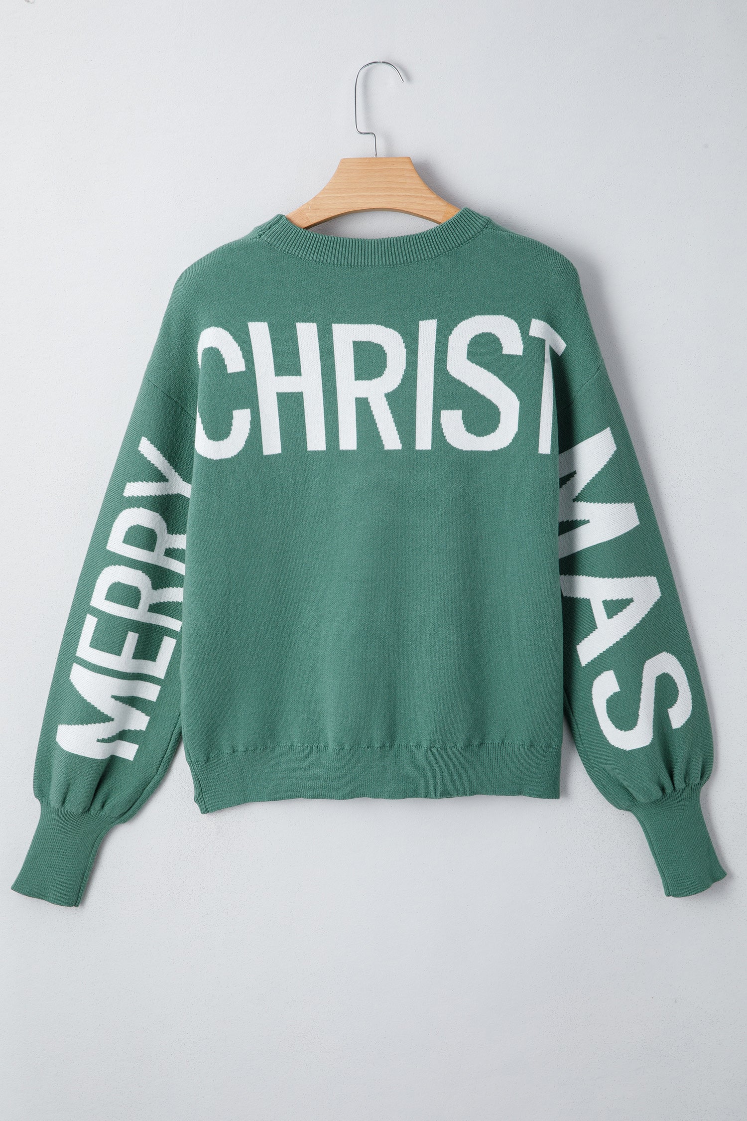 Blackish Green HO HO HO MERRY CHRISTMAS Drop Shoulder Loose Sweater 🇺🇸
