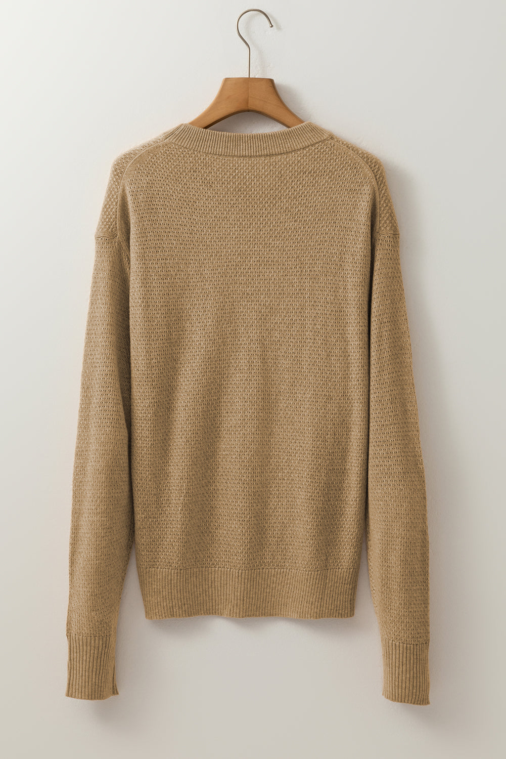 Straw Yellow Brushed Knit Casual Fitted Sweater 🇺🇸