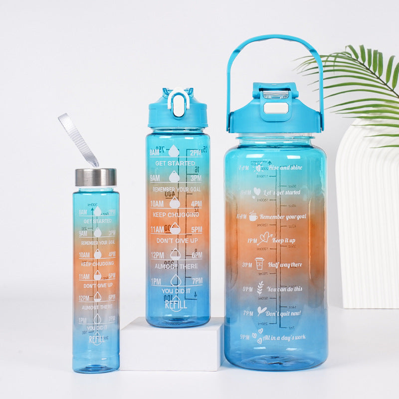 3-in-1 Plastic Straw Double Drink Translucent Outdoor Sports Bottle 🇨🇳