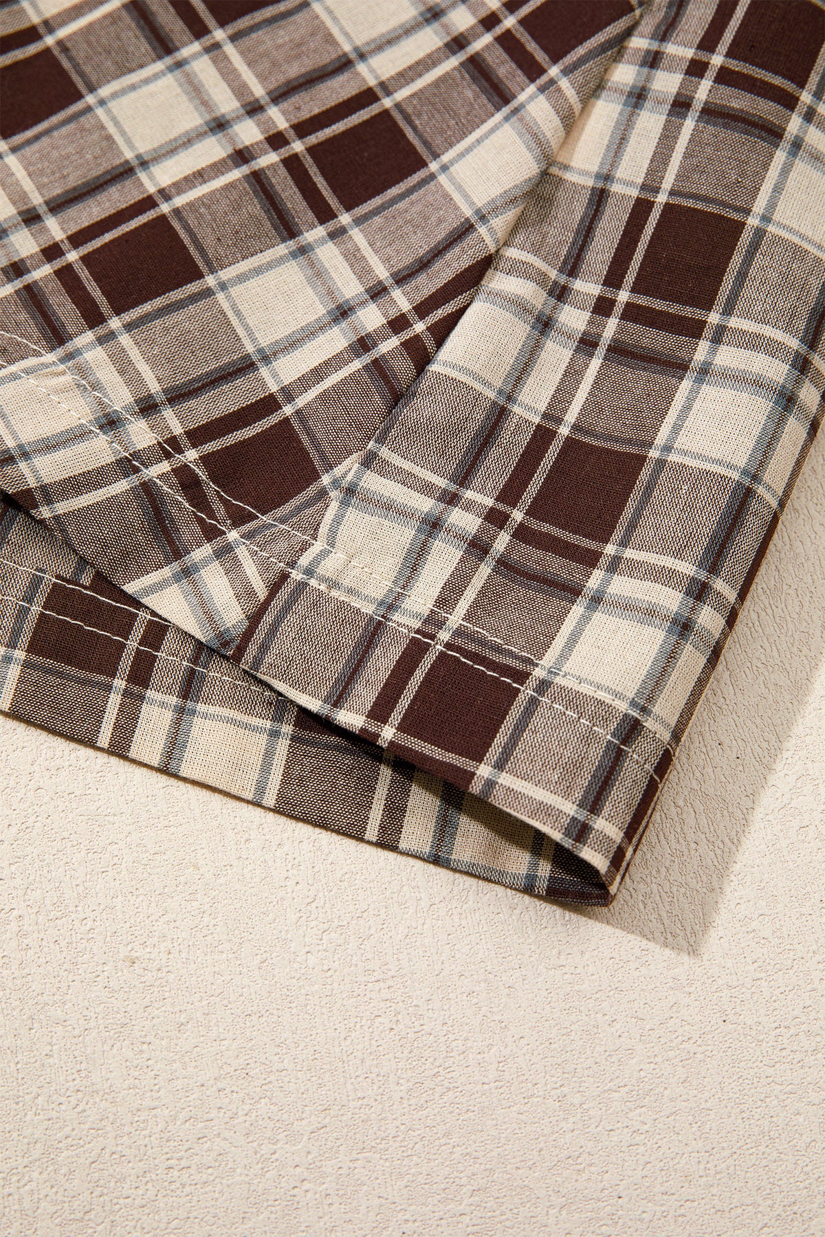 Brown Plaid Long Sleeve Short Shift Mini Dress 🇺🇸