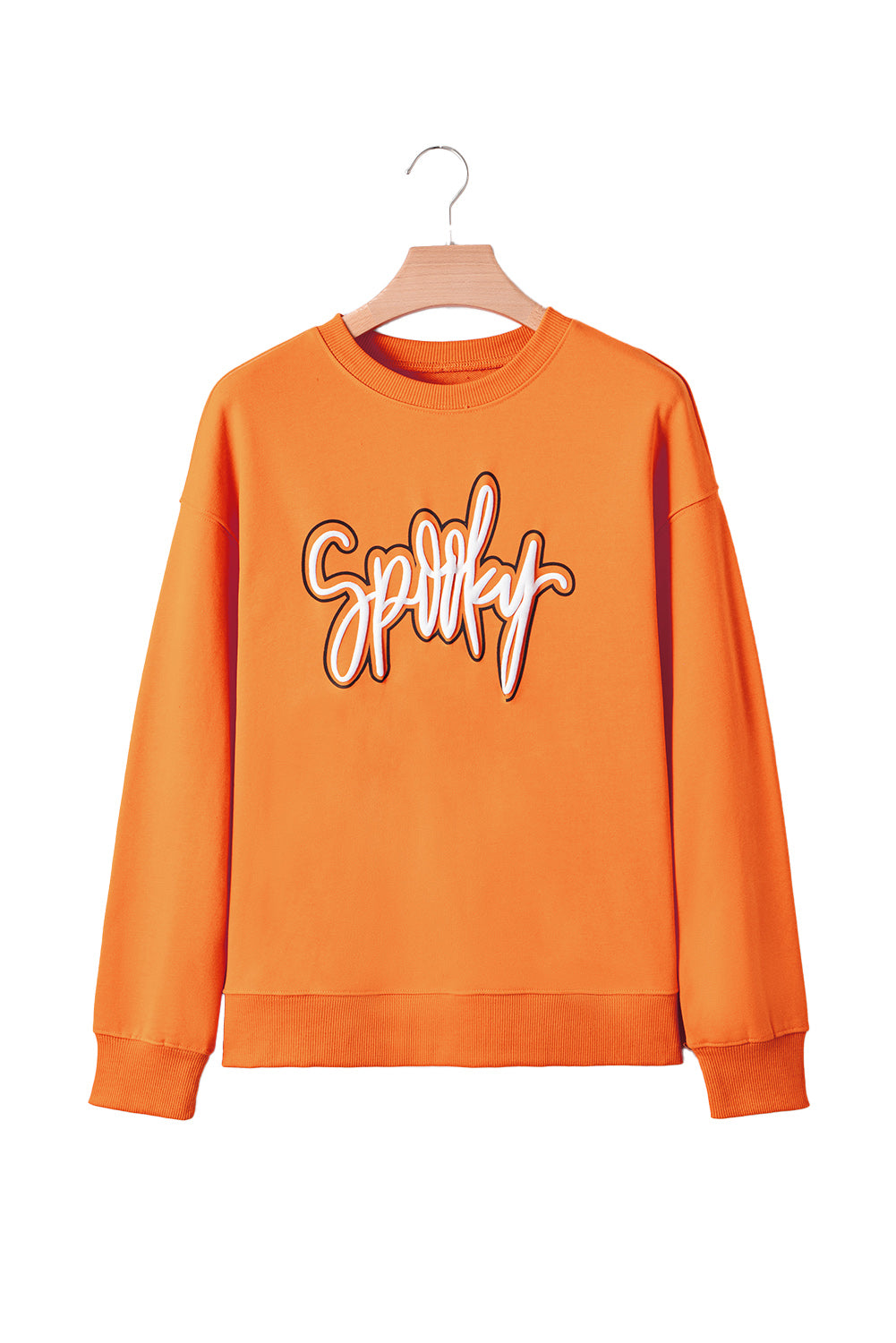 Grapefruit Orange Spooky Graphic Halloween Crew Neck Holiday Sweatshirt 🇺🇸