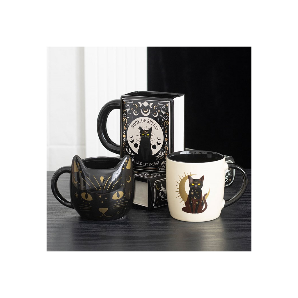 Black Cat Magick Book of Spells Book Shaped Mug 🇬🇧