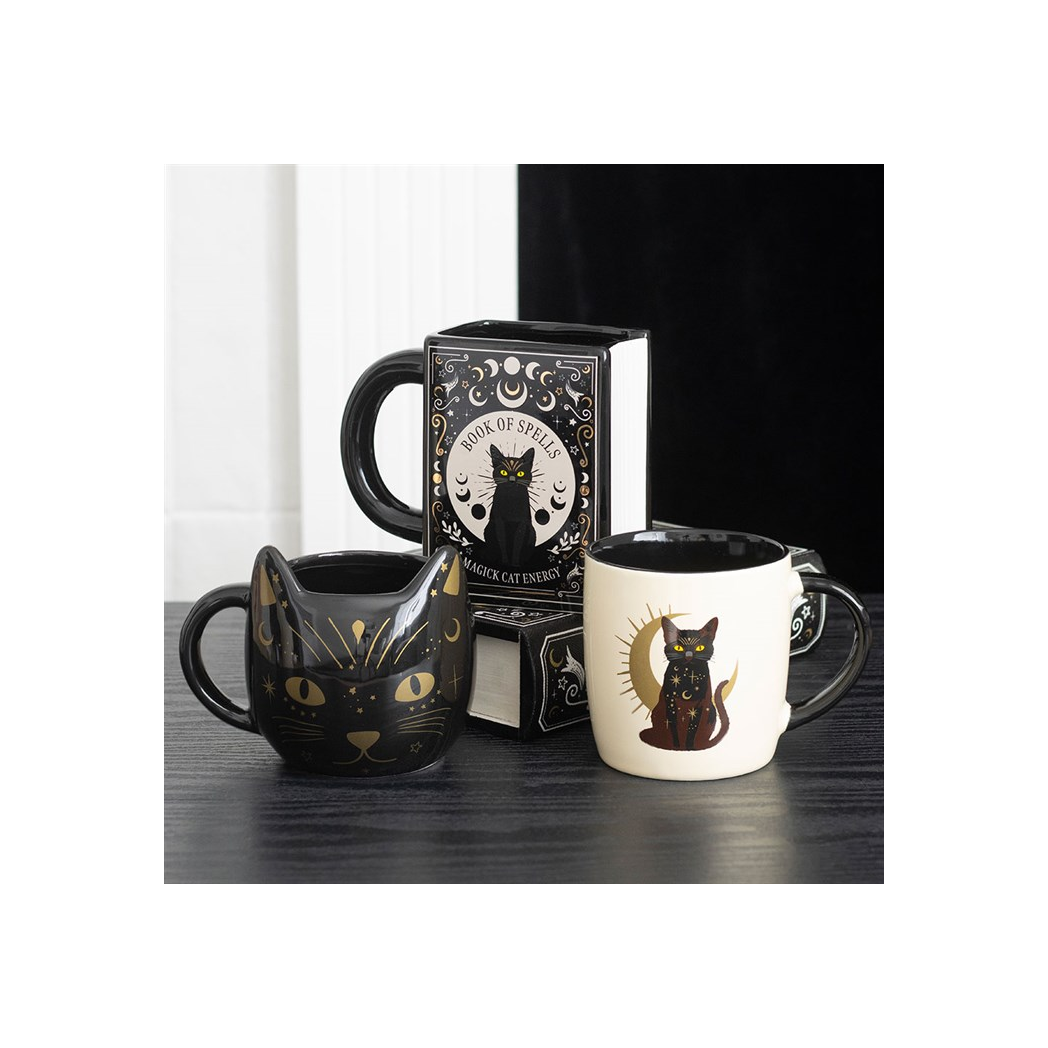 Black Cat Magick Book of Spells Book Shaped Mug 🇬🇧