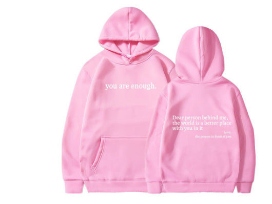 Dear Person Behind Me,the World Is A Better Place,with You In It,love,the Person In Front Of You,Women's Plush Letter Printed Kangaroo Pocket Drawstring Printed Hoodie Unisex Trendy Hoodies 🇨🇳