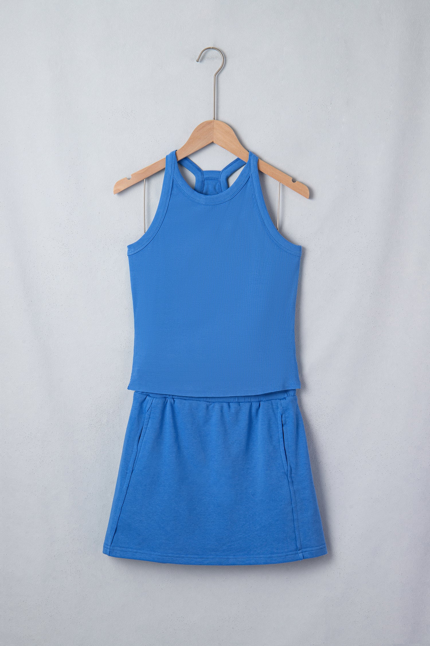 Sky Blue Slim Tank Top Elastic Waist Mini Skort 2pcs Outfit 🇺🇸