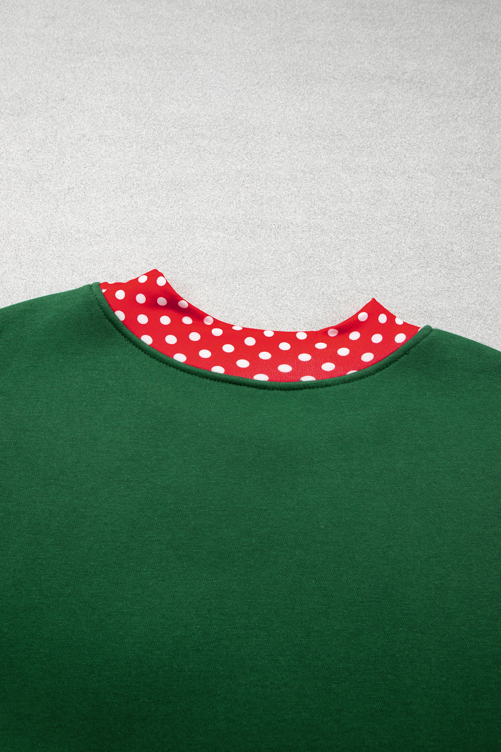 Red Polka Dot Patchwork Round Neck Plus Size Sweatshirt 🇺🇸