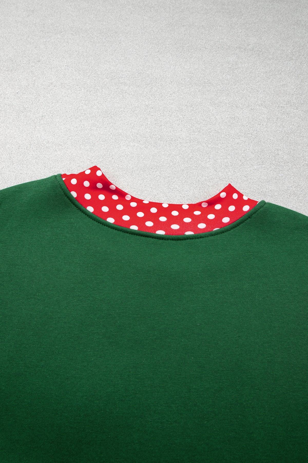 Red Polka Dot Patchwork Round Neck Plus Size Sweatshirt 🇺🇸