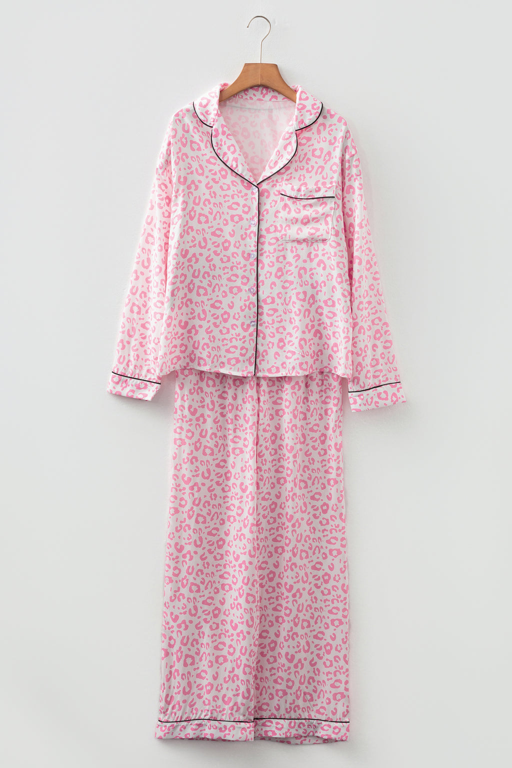 Pink Leopard Print 2cps Long Pajama Set🇺🇸