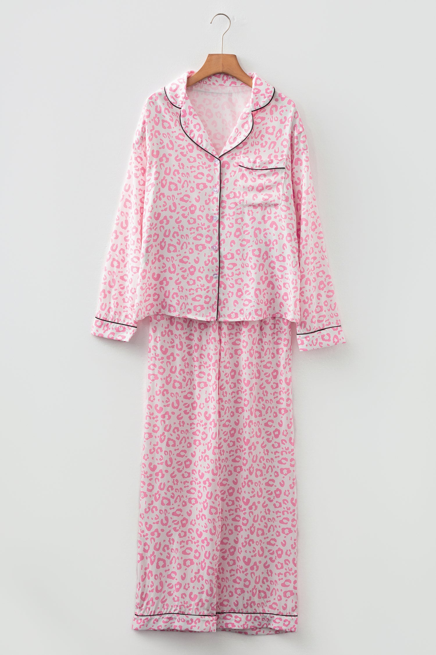 Pink Leopard Print 2cps Long Pajama Set🇺🇸