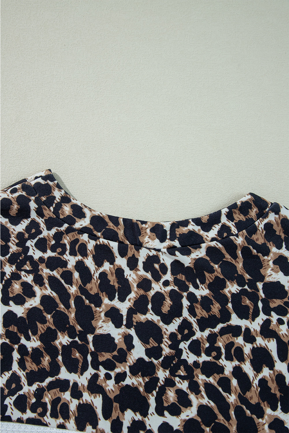 White Leopard Waffle Knit Patchwork Button V Neck Top 🇺🇸