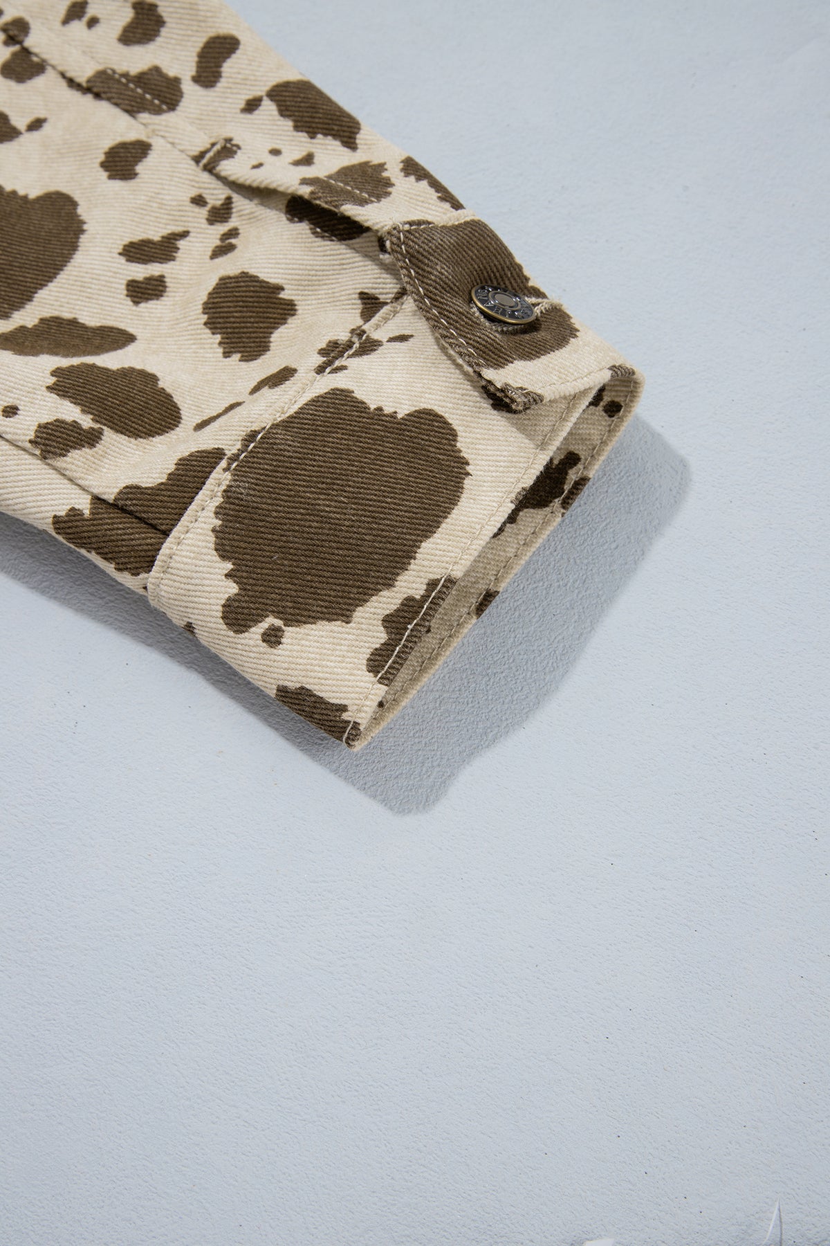 Brown Western Cow Print Cargo Pocket Denim Jacket 🇺🇸