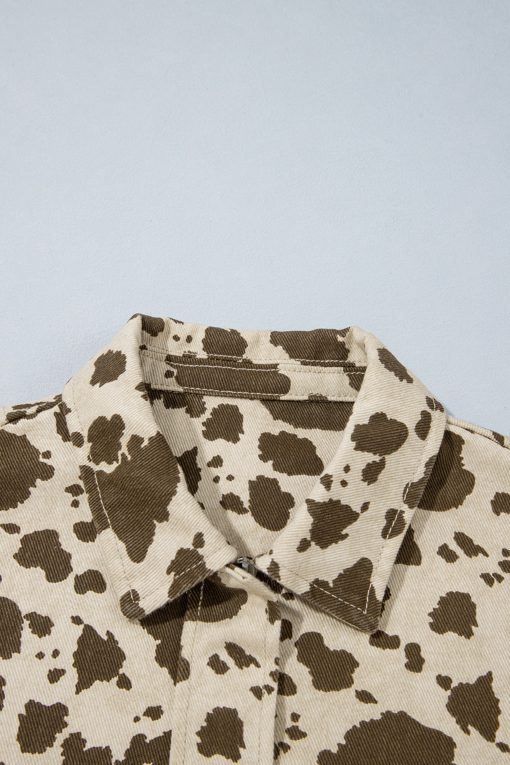 Brown Western Cow Print Cargo Pocket Denim Jacket 🇺🇸