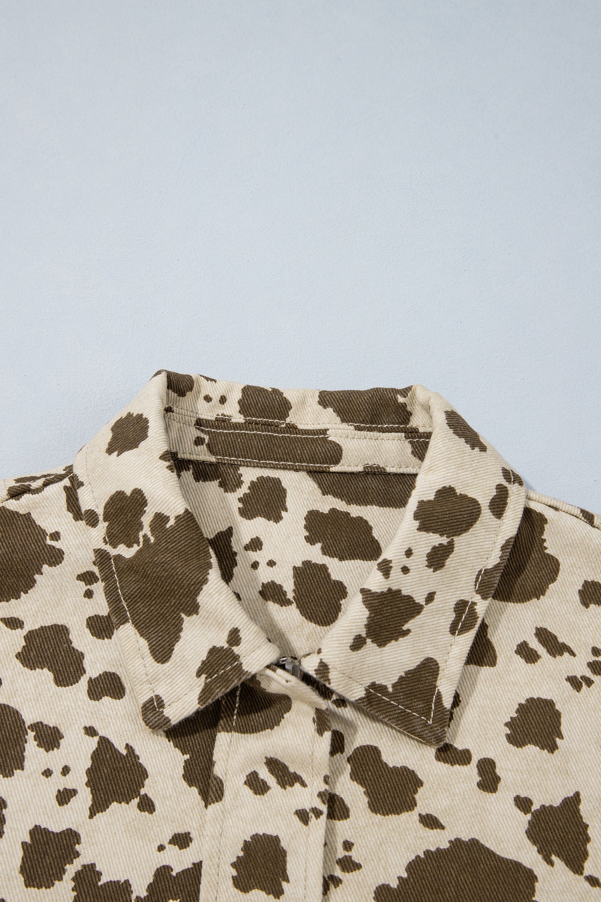 Brown Western Cow Print Cargo Pocket Denim Jacket 🇺🇸