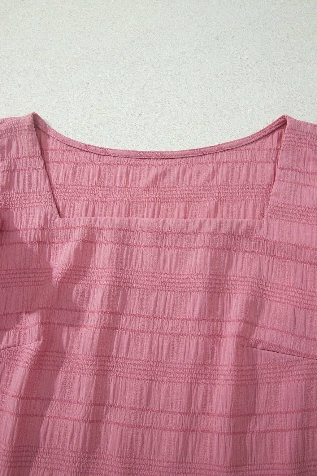 Peach Blossom Textured Square Neck Top and Shirred High Waist Shorts Set 🇺🇸