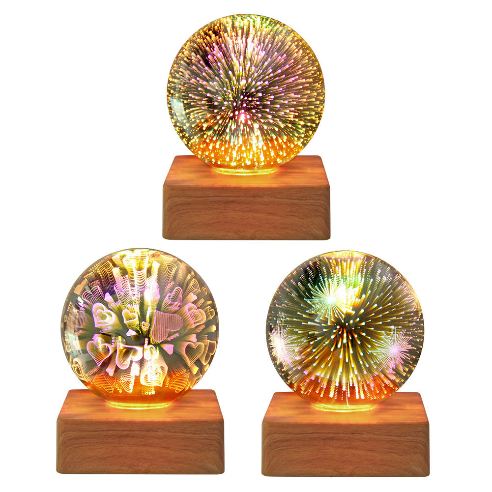 USB 3D Firework Crystals Ball Night Light  Plug In Romantic Star LED Night Light Christmas Lights Christmas Home Decorations 🇨🇳