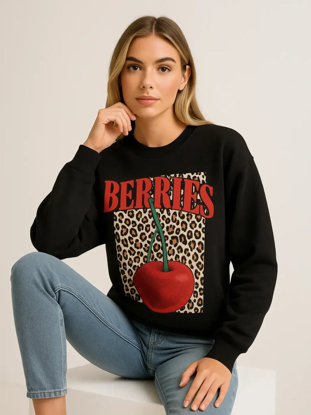 Ladies Leopard Cherry Sweatshirt 🇬🇧