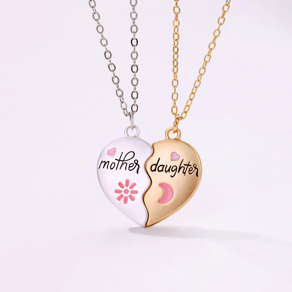 2PCS Set Jewelry Mother Daughter Necklace Matching Heart Magnetic Pendant Fashion Gifts For Mother's Day 🇨🇳