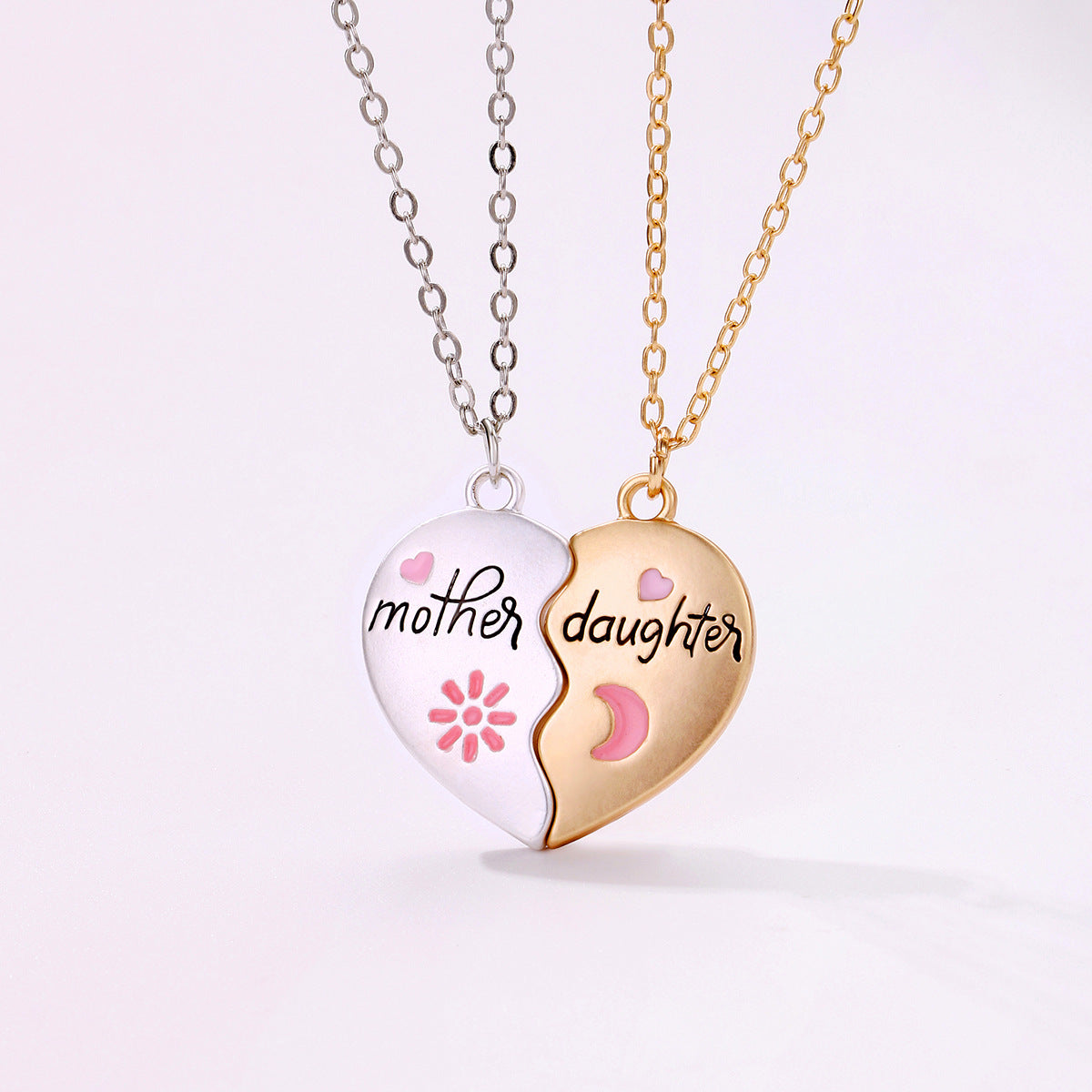 2PCS Set Jewelry Mother Daughter Necklace Matching Heart Magnetic Pendant Fashion Gifts For Mother's Day 🇨🇳