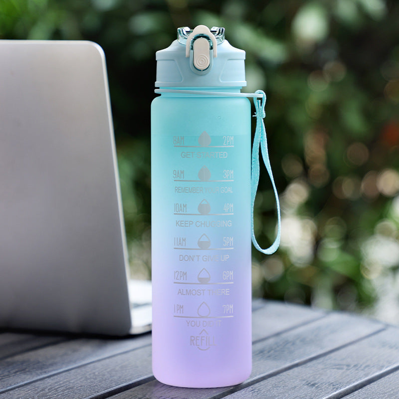Large Capacity Sports Plastic Scale Water Bottle Portable Sports Bottle Portable Drinking Cup With Straw 🇨🇳