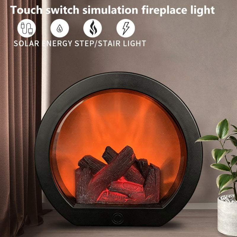 Simulation Fireplace Firewood Lanterns Lamp Desktop Ornaments Dynamic Vision 3D Flame Touch  Home Decoration Light 🇨🇳
