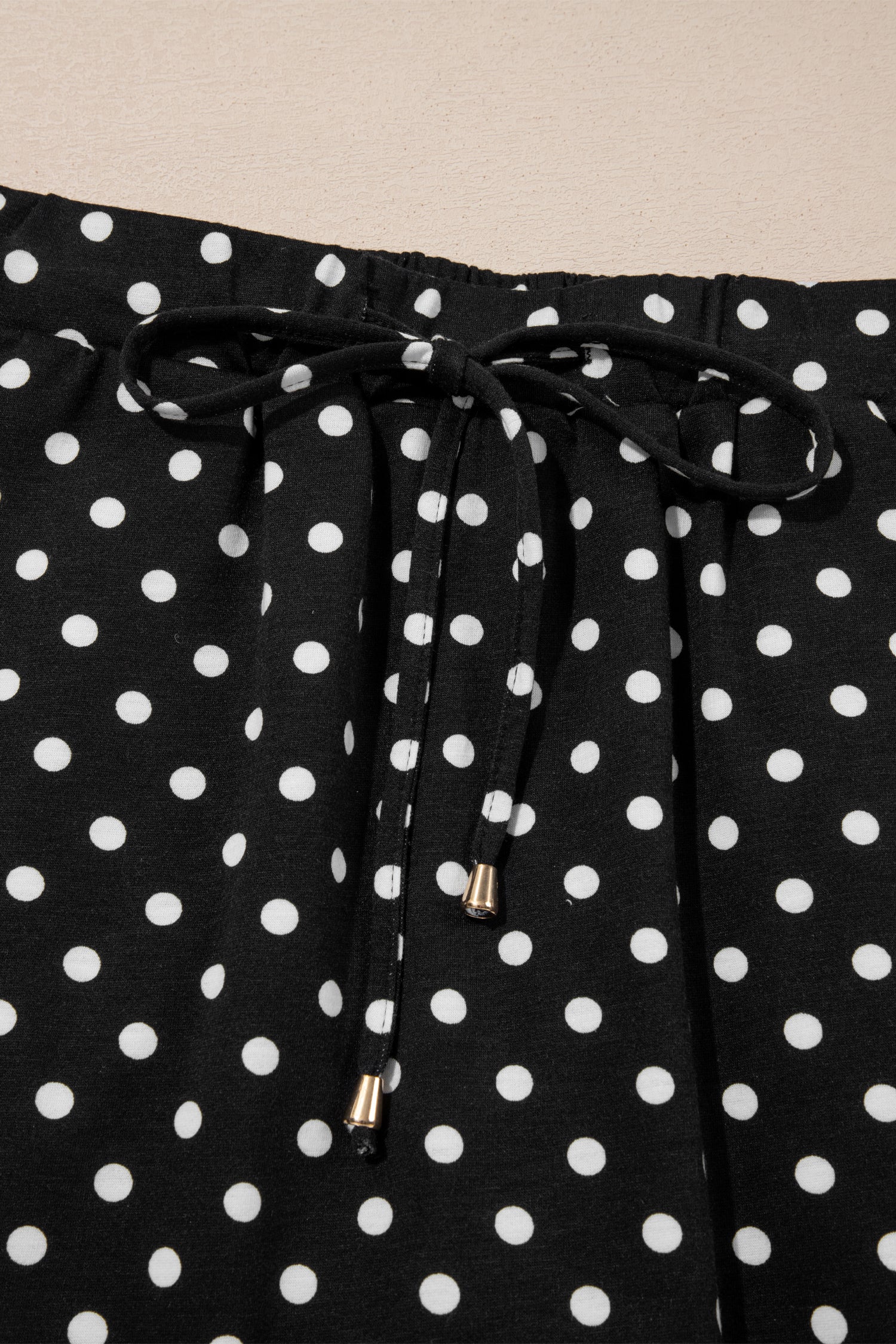 Black Polka Dot Drawstring Casual Mini Skort 🇺🇸
