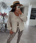 Casual Knitted Bow Lace Up Cardigan 🇨🇳
