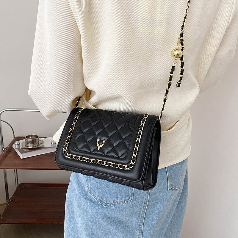 Rhombus Embroidery Line Small Square Temperament Wild Crossbody Bag 🇨🇳
