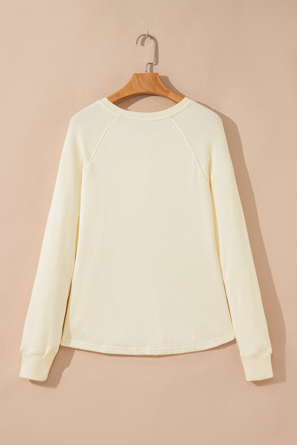 Oatmeal Textured Knit Half Buttons Henley Top 🇺🇸