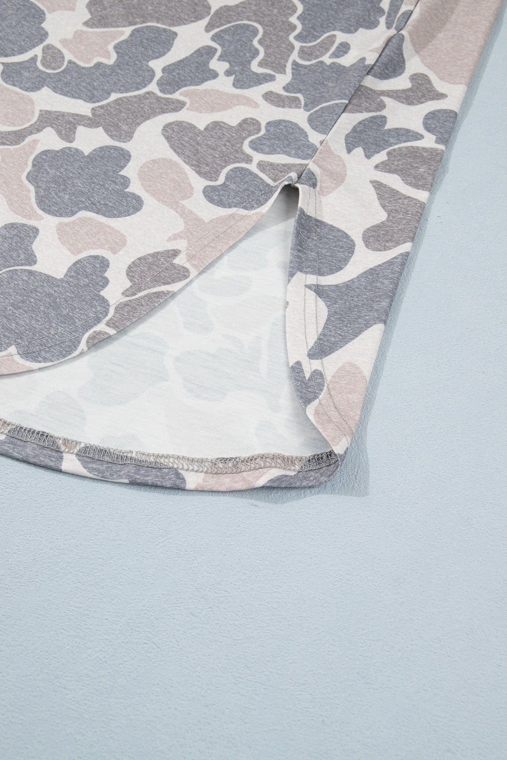 Multicolour Camouflage Print Short Sleeve Drop Shoulder Side Slit Casual Dress 🇺🇸