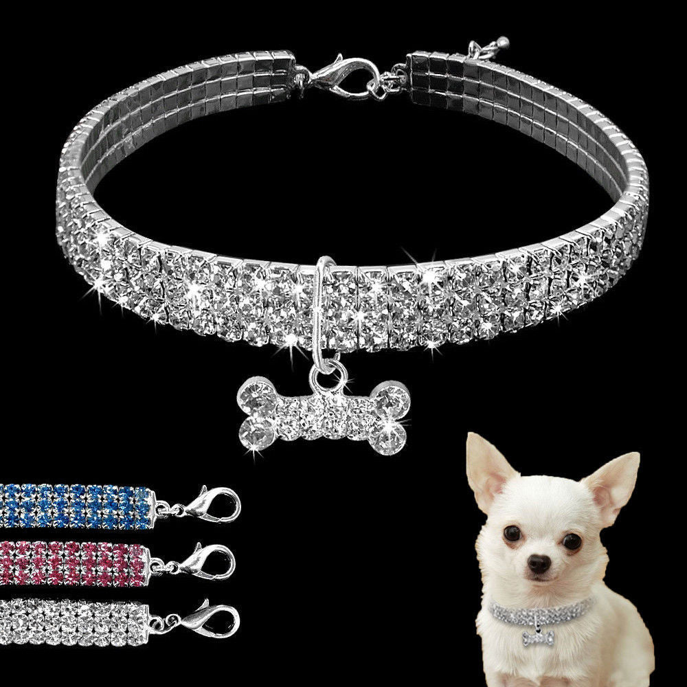 Bling Rhinestone Dog Collar Crystal Puppy Chihuahua Pet Dog Collars Leash For Small Medium Dogs Cats 🇨🇳