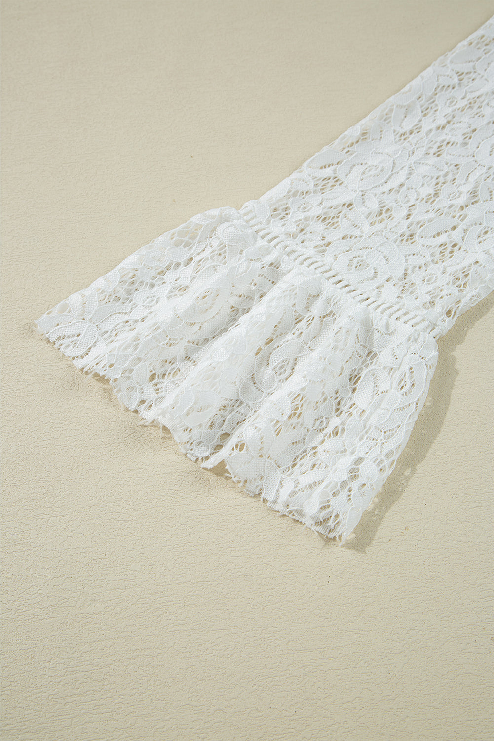 White Tie V Neck Lace Ruffle Detail Long Sleeve Blouse 🇺🇸