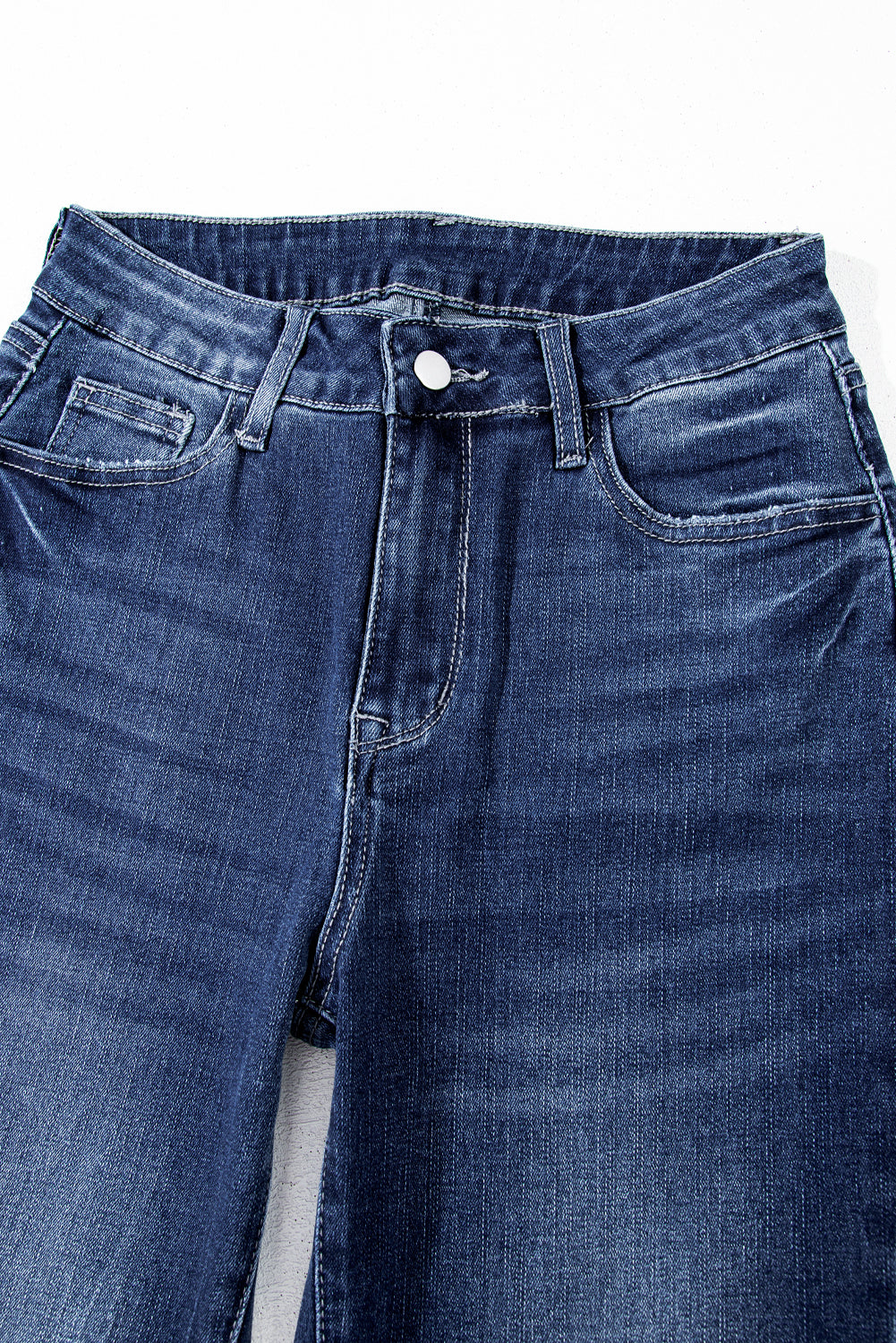 Sail Blue Mineral Wash Raw Hem High Waist Flared Jeans 🇨🇳