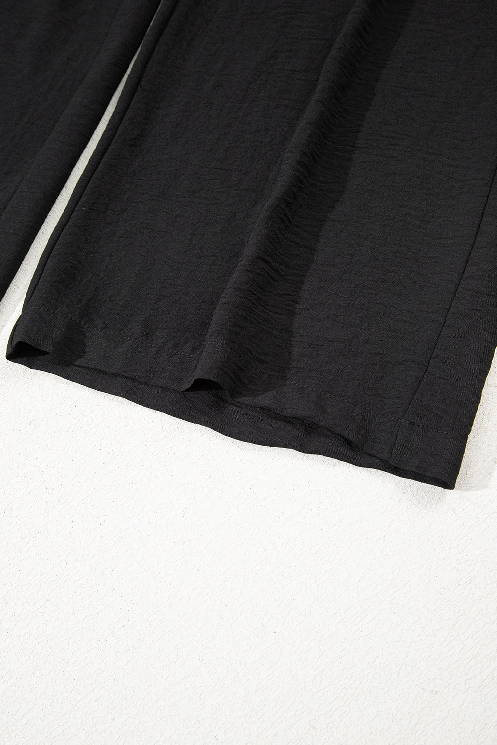 Black Drawstring Frilled Waist Wide Leg Utility Trousers 🇺🇲