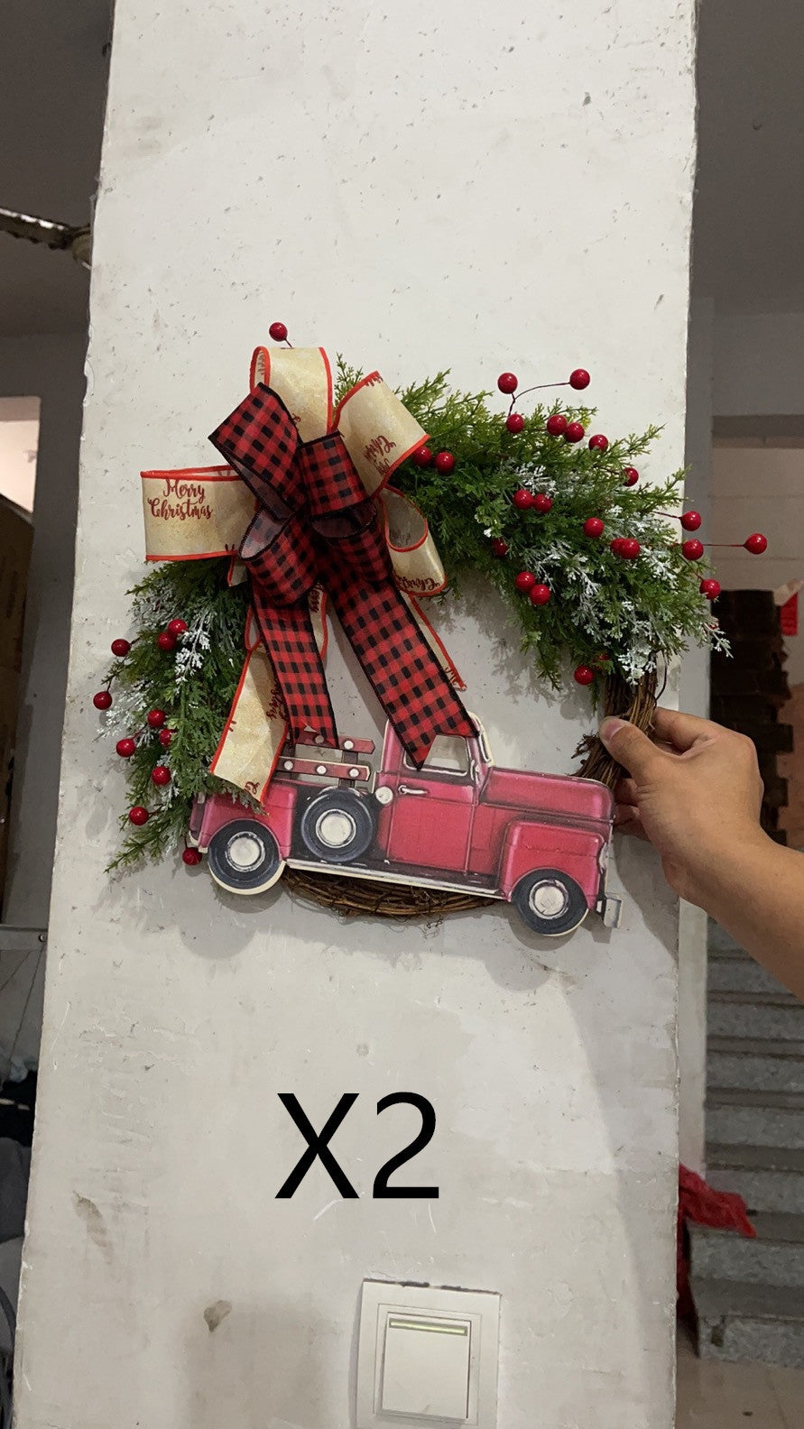 Christmas Decorations Red Truck Pumpkin Garland Door Hanging Tag 🇨🇳