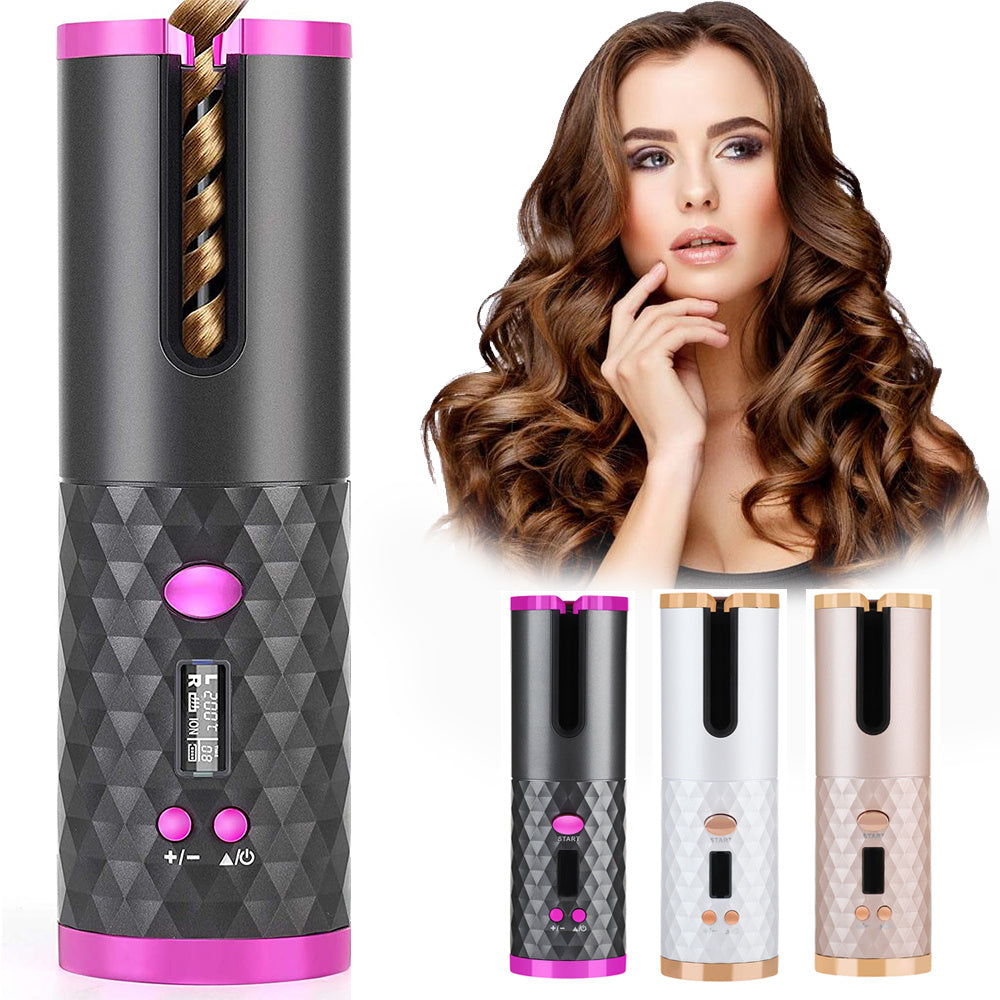 Rechargeable Automatic Hair Curler Women Portable Hair Curling Iron LCD Display Ceramic Curly Rotating Curling Wave Styer 🇨🇳