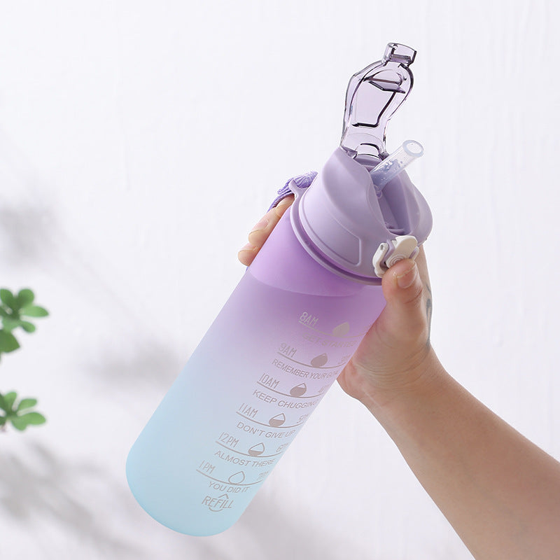 Large Capacity Sports Plastic Scale Water Bottle Portable Sports Bottle Portable Drinking Cup With Straw 🇨🇳