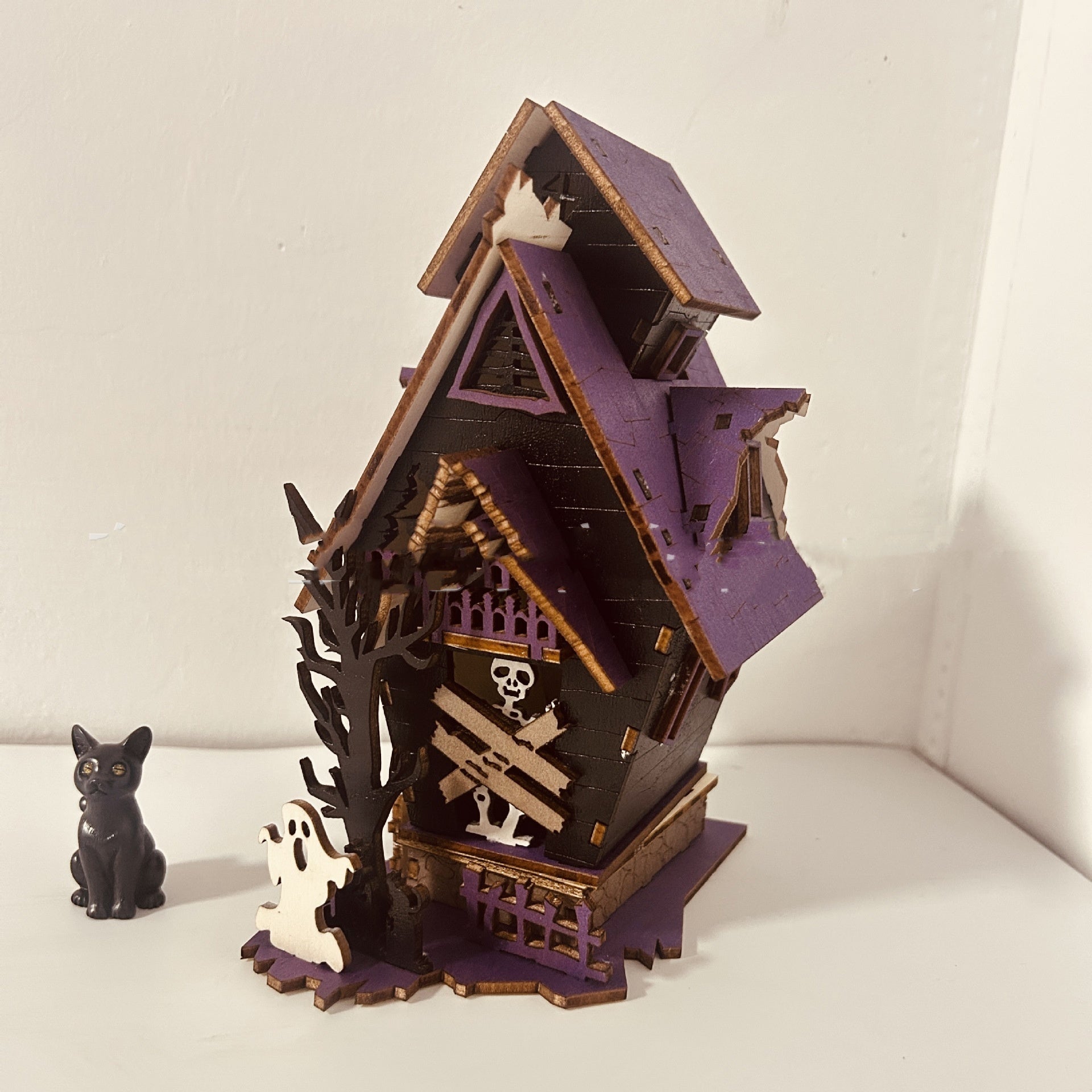 Halloween DIY Wooden Glowing Haunted House Table Decoration 🇨🇳