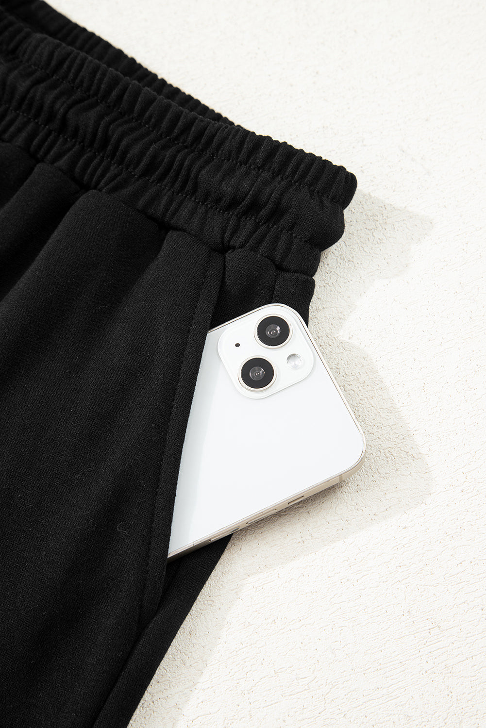 Black Varsity Striped Sleeve Drop Shoulder Sweatshirt and Short Set 🇺🇲