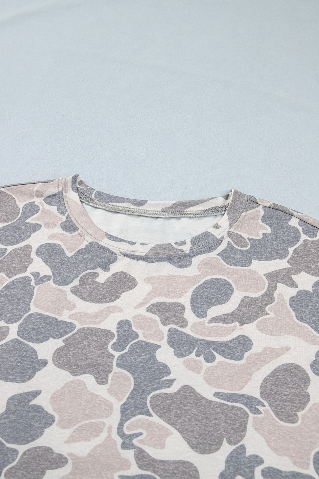 Multicolour Camouflage Print Short Sleeve Drop Shoulder Side Slit Casual Dress 🇺🇸