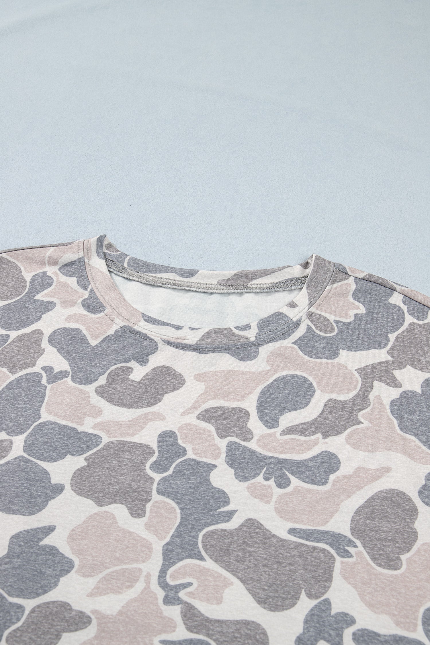 Multicolour Camouflage Print Short Sleeve Drop Shoulder Side Slit Casual Dress 🇺🇸