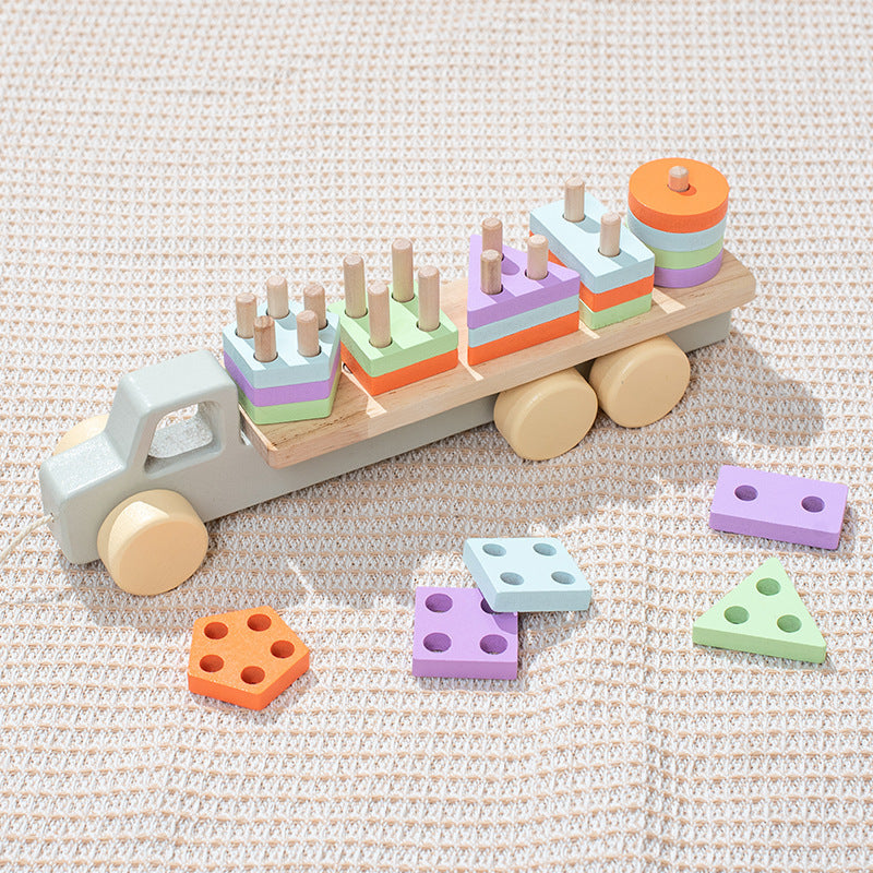 Wooden Children's Trailer Puzzle Block Toys 🇨🇳