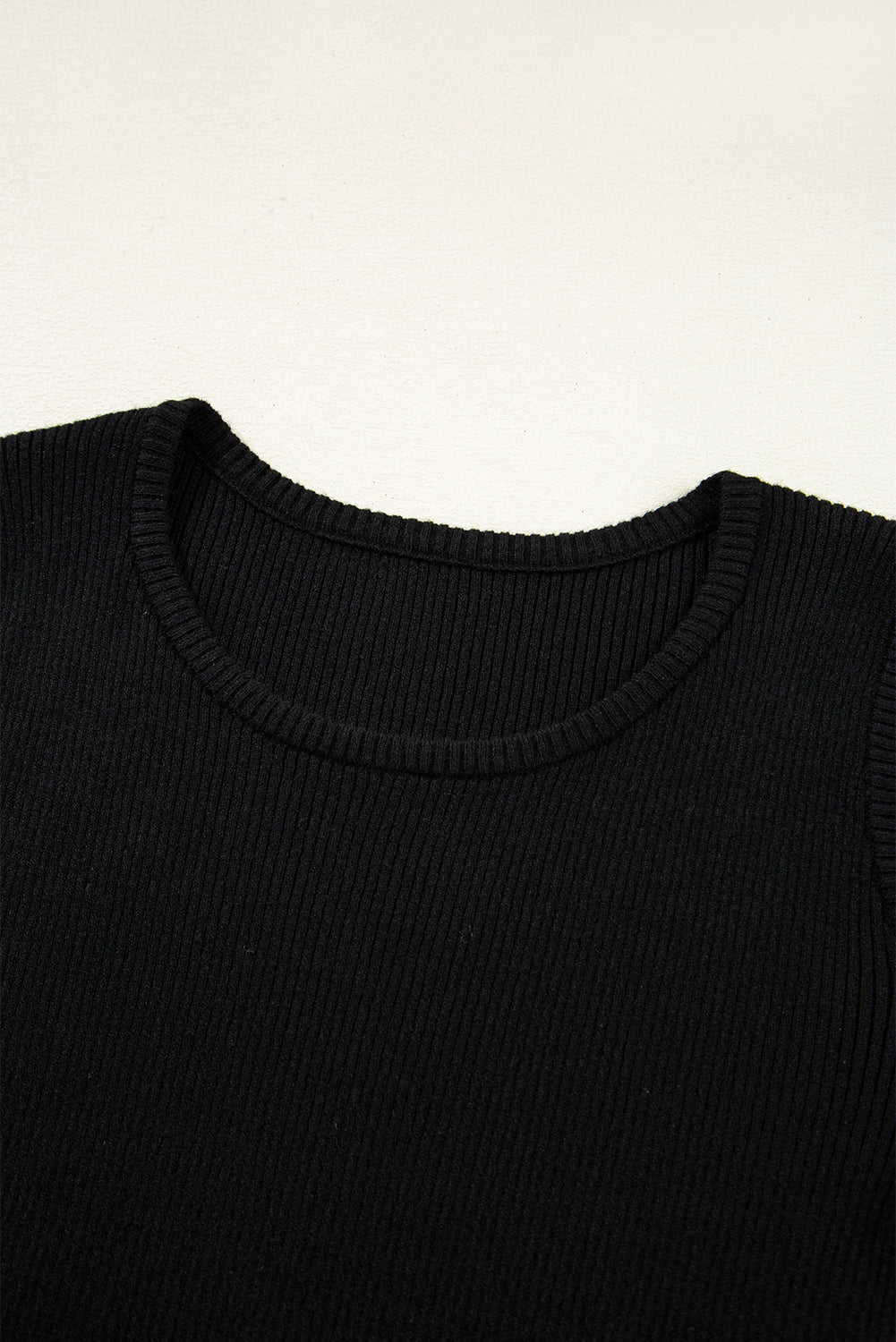 Black Ribbed Knit Cold Shoulder Sweater 🇺🇸