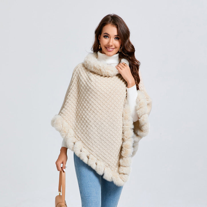 Fur Collar Shawl Cape Luxury Fur Cape Wraps Shawl Autumn Winter Fashion Graceful Cloak Outerwear 🇨🇳