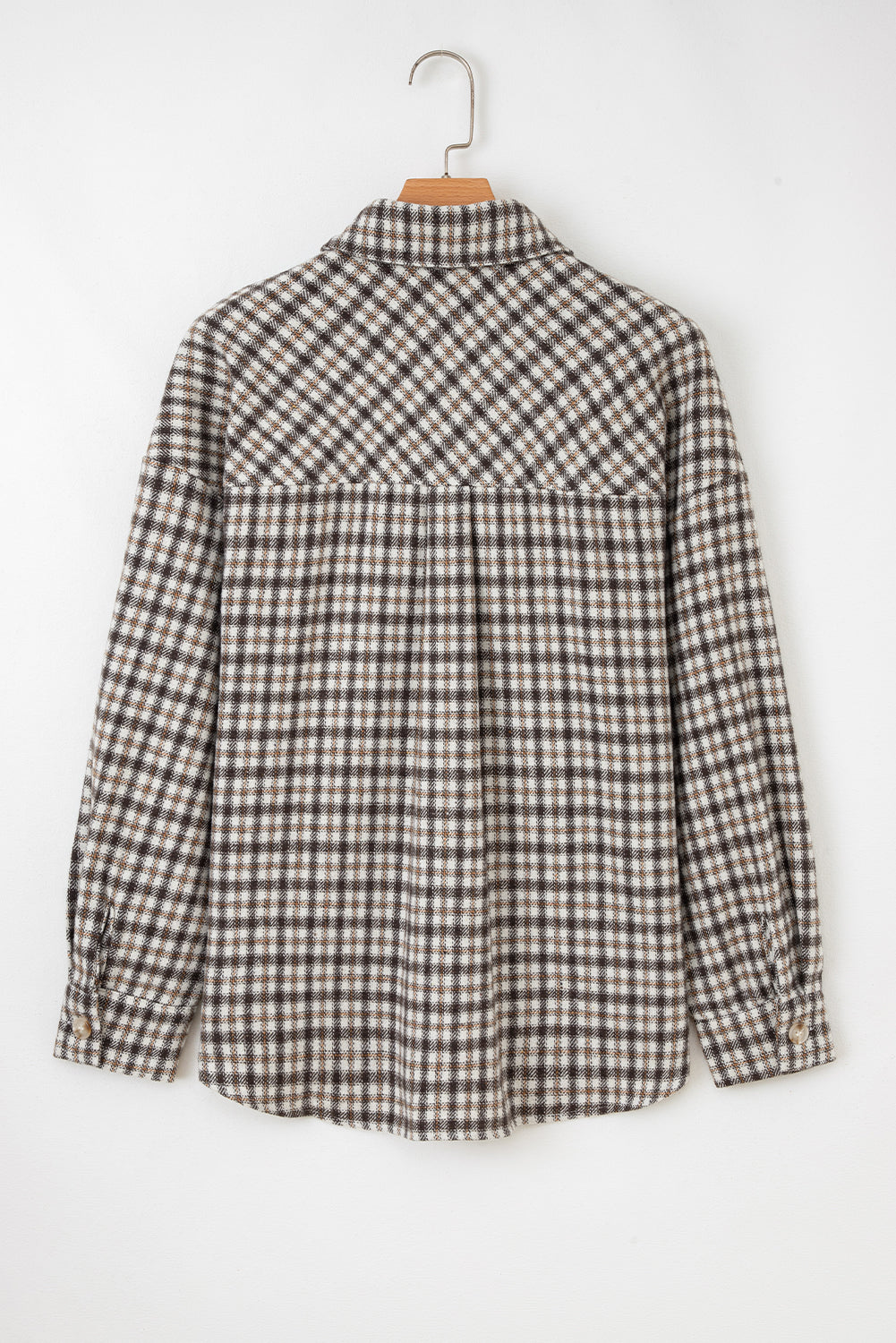 Casual Contrast Corduroy Flap Pocket Patchwork Plaid Shacket 🇺🇸